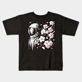 Kawaii Astronaut Outer Space Japanese Sakura Funny Space Kids T-Shirt